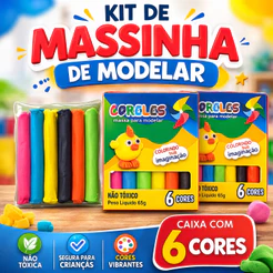 Kit 05 10 20 30 Caixinhas de Massinha de Modelar - 6 Cores 65g Criança Briquedo Educacional