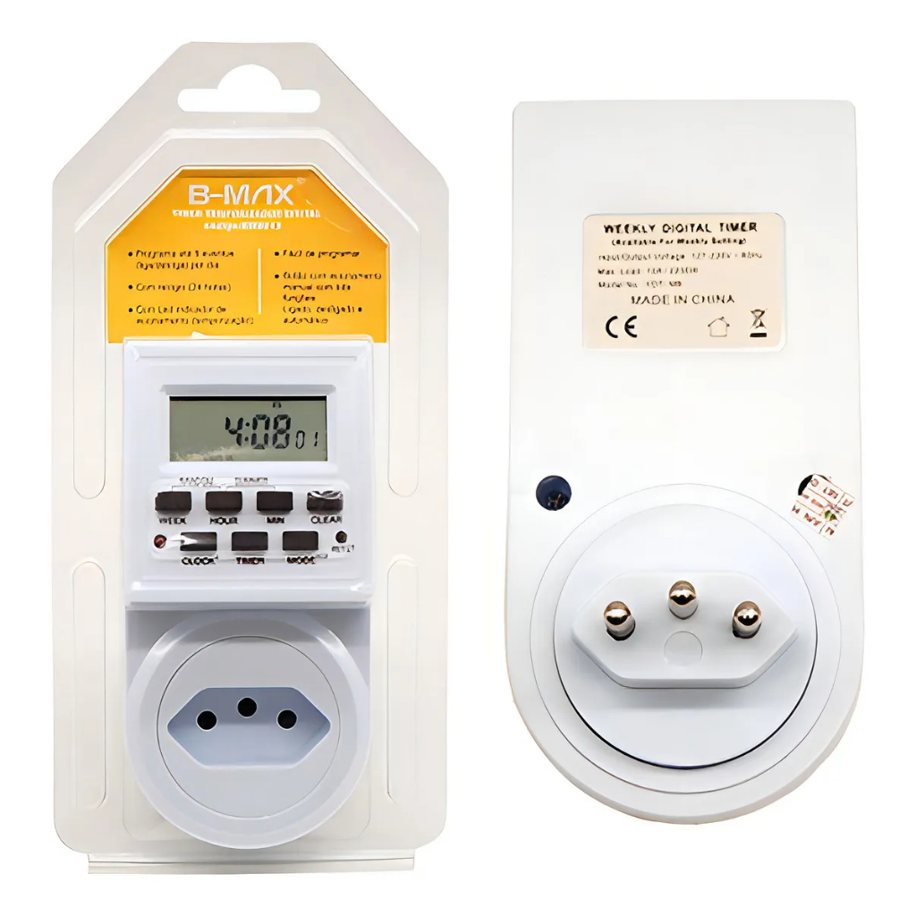 Timer Digital Bivolt B-Max Temporizador 9 Programas Liga/Desliga