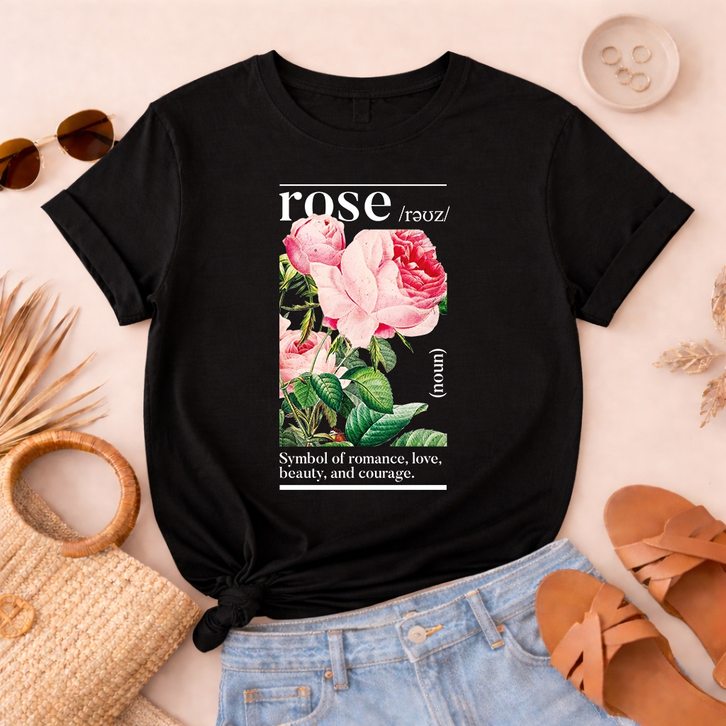 Camiseta Feminina Estilosa Moderna Casual Confortável Moda Feminina Tendência Flores Streeat Wear