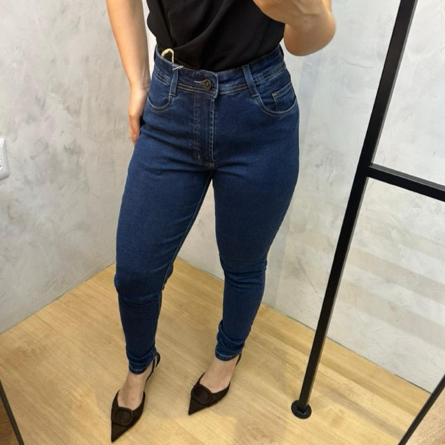 Calça Feminina Skinny 2% Elastano Premium Cintura Alta Com Lycra Modela o Corpo Confortável em Oferta na Shopee