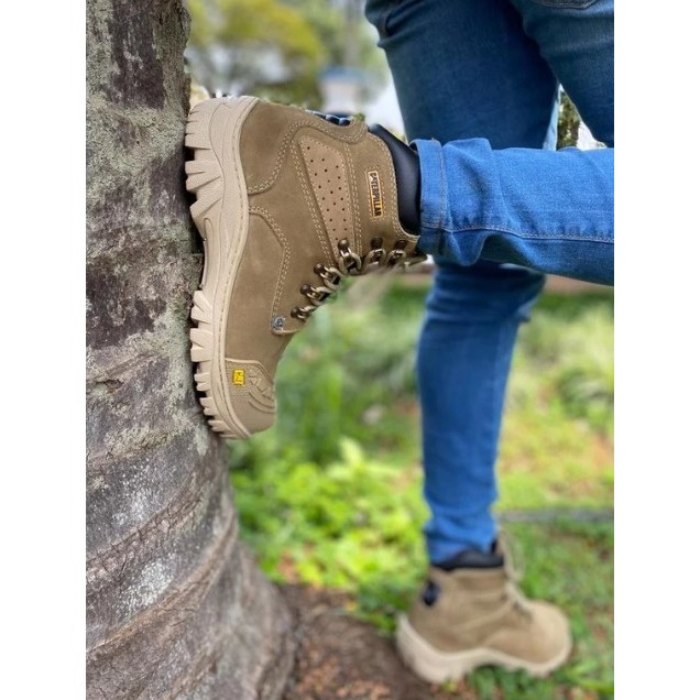Bota Coturno Caterpillar Em Couro Legitimo com palmilha gel Bota pra Presente Dia Dos Pais Bota Cat