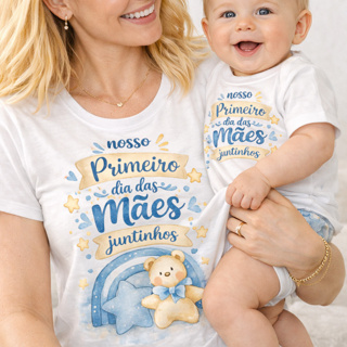 Kit Dia das Mães Mãe e Bebê Camiseta + Body Combinando Primeiro Dia das Mães Arco ìris Presente Mamãe em Oferta na Shopee