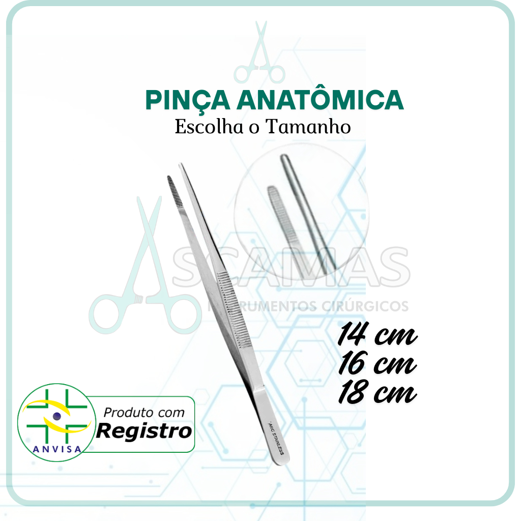 PINÇA ANATÔMICA DISSECÇÃO COM SERRILHA - 12cm/ 14cm / 16cm / 18cm / 25cm  Cirúrgico Aço Inox Instrumental Médico Hospita em Oferta na Shopee