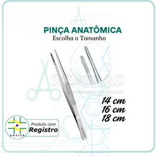 PINÇA ANATÔMICA DISSECÇÃO COM SERRILHA - 12cm/ 14cm / 16cm / 18cm / 25cm  Cirúrgico Aço Inox Instrumental Médico Hospita em Oferta na Shopee