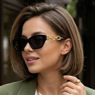 Óculos De Sol Elos Feminino formato gatinho Tons Coloridos Marca Top Ladies Eyewear haste corrente