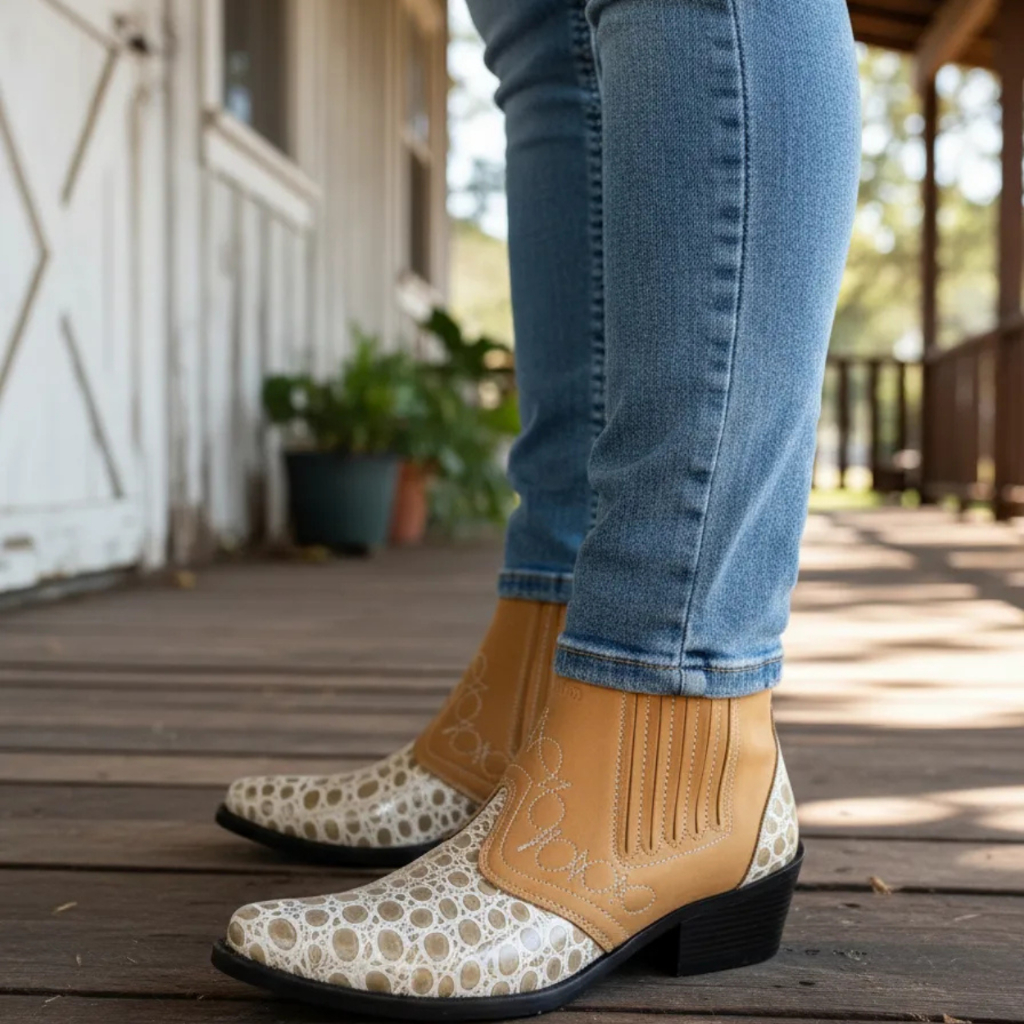 Bota Feminina Estilo Country Vaquejada Cavalgada Rodeio Montaria Botina Couro Legitimo Forte 3736