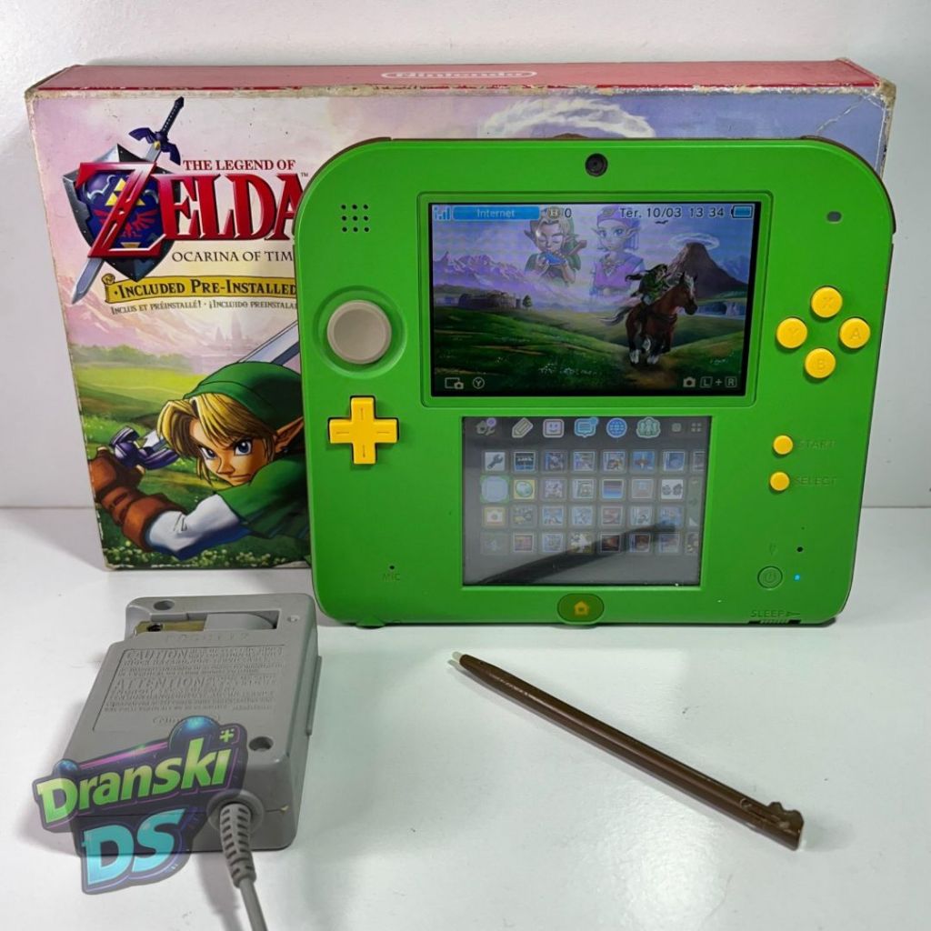 Nintendo 2DS The Legend Of Zelda Ocarina Of Time Edition 64GB Com Jogos DS/3DS/Snes/Game boy
