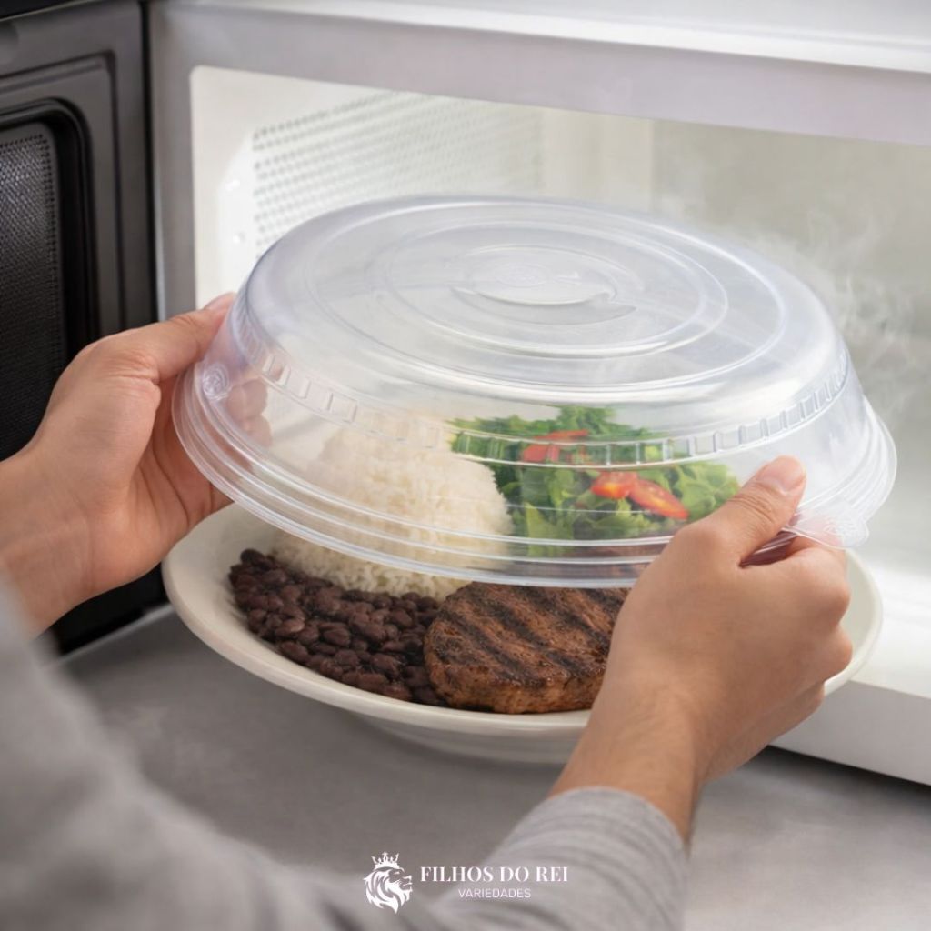Tampa para Micro-ondas Transparente BPA Free 27cm – Evita Respingos e Facilita o Aquecimento