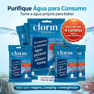 Pastilha Purificadora de Água Clorin 1 Tratamento Água Potável Consumo Humano