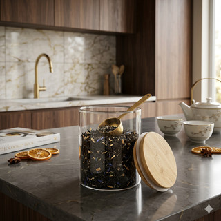 Pote de Vidro Borossilicato com Tampa de Bambu Hermética 550ml Organizador de Mantimentos Multiuso para Cozinha de Luxo*