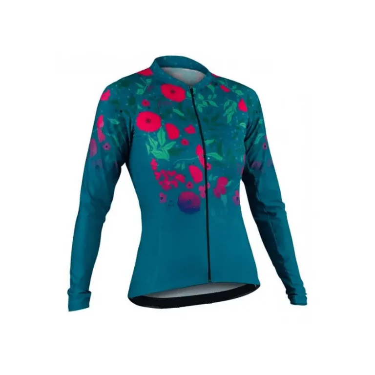 Camisa Feminina Free Force Start Manga Longa Pink Bloom Turquesa