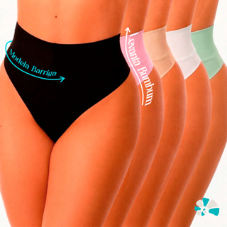 Kit 10 Calcinha Cós Alto Fio Duplo | Modela Barriga e Levanta Bumbum em Oferta na Shopee