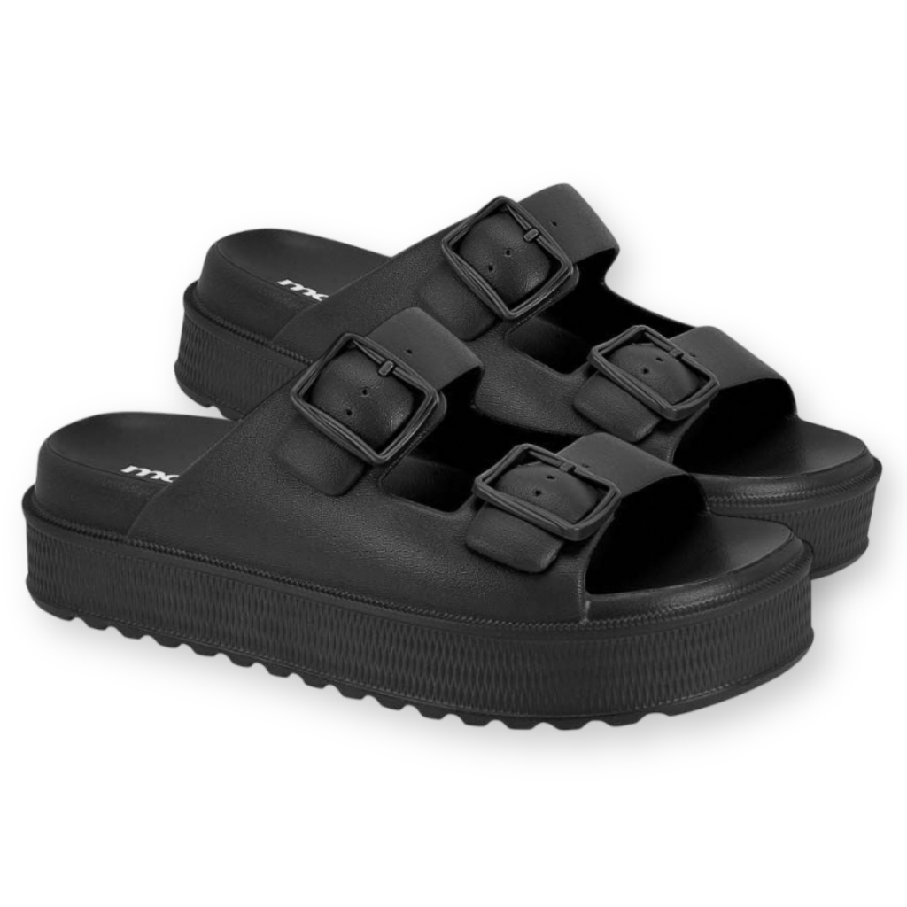Sandália Chinelo Papete Moleca Feminina Birken Confortável Leve Flatform Plataforma Fivela Verão Rasteirinha Slide