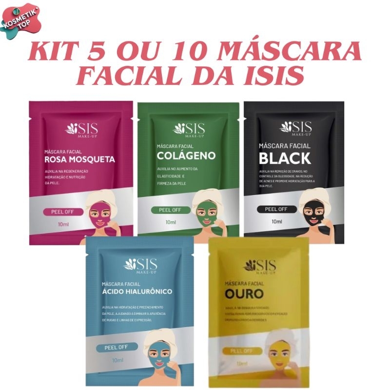 Kit 5 ou 10  máscaras Facial sachê da Isis ou  hidratante facial e corporal sachê rosa mosqueta