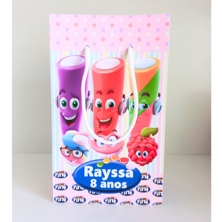 Sacola G Fini Menina Rosa Personalizada / Sacolinhas / Lembrançinha de Festa / Aniversário / Batizado / Chá de Bebê