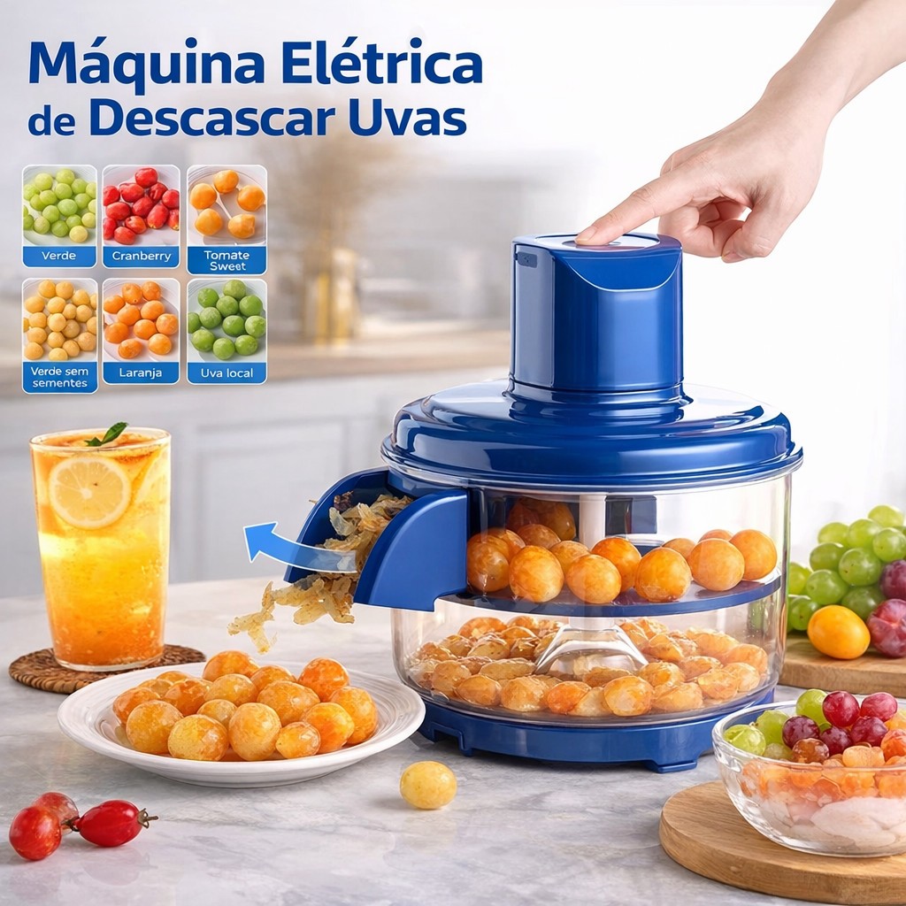Descascador Elétrico Automático Portátil para Cozinha Frutas Alho Tomate e Legumes