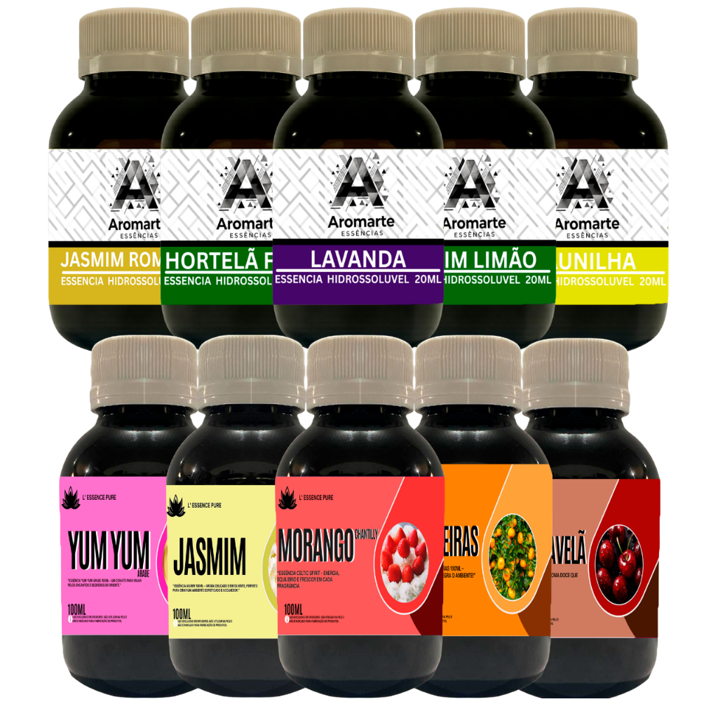 Imagem Kit 5 Essências Hidrossoluveis de 100ml para Casa & Escritorio | Uso Ideal em Umidificador/Difusores