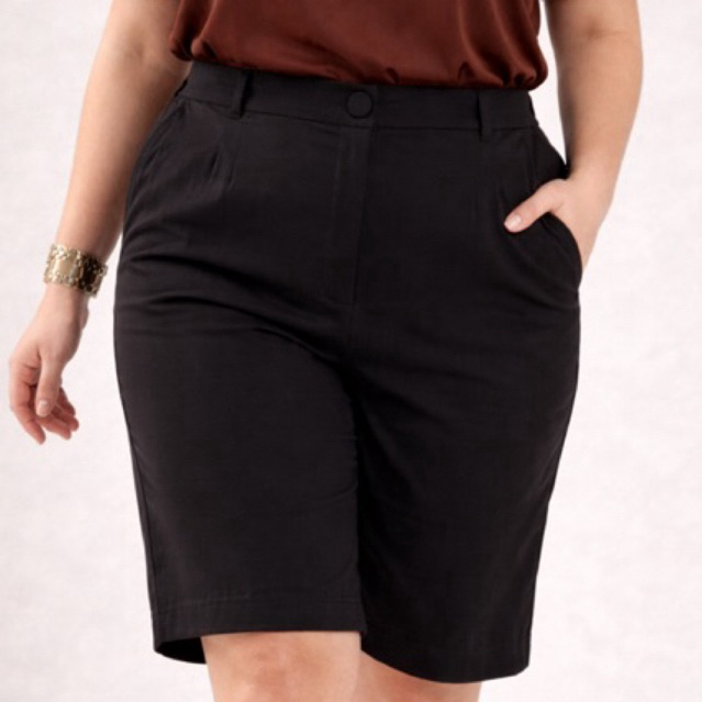 Bermuda Feminina Plus Size Confortável com Elástico Cintura Alta Soltinha com Bolso G1 G2