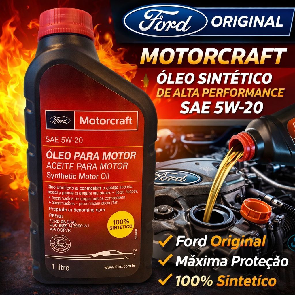 Óleo Lubrificante motor 5w20 1Litro Original Ford Sintético Motorcraft  5.0