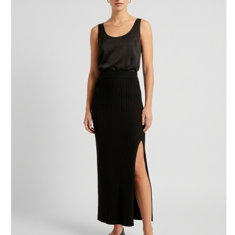 Saia Longa Com Fenda Frontal Inverno Elegante Casual