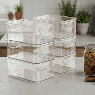 Kit 6 Organizadores de Armário Cozinha Geladeira Despensa Banheiro Multiuso Transparente Empilhável em Oferta na Shopee