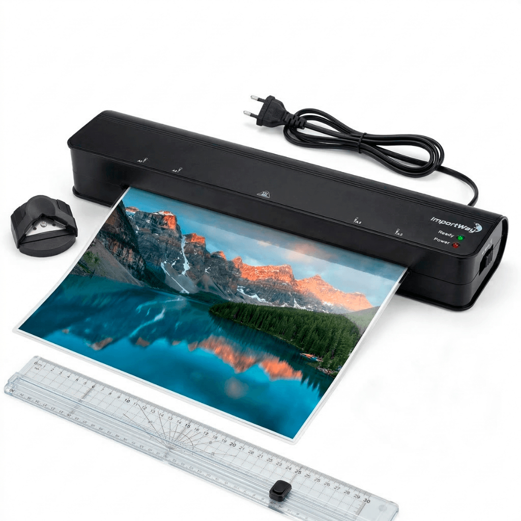 Kit Completo Plastificadora A3 Profissional 3 em 1 Quente E Frio Com Guilhotina E Arredondador