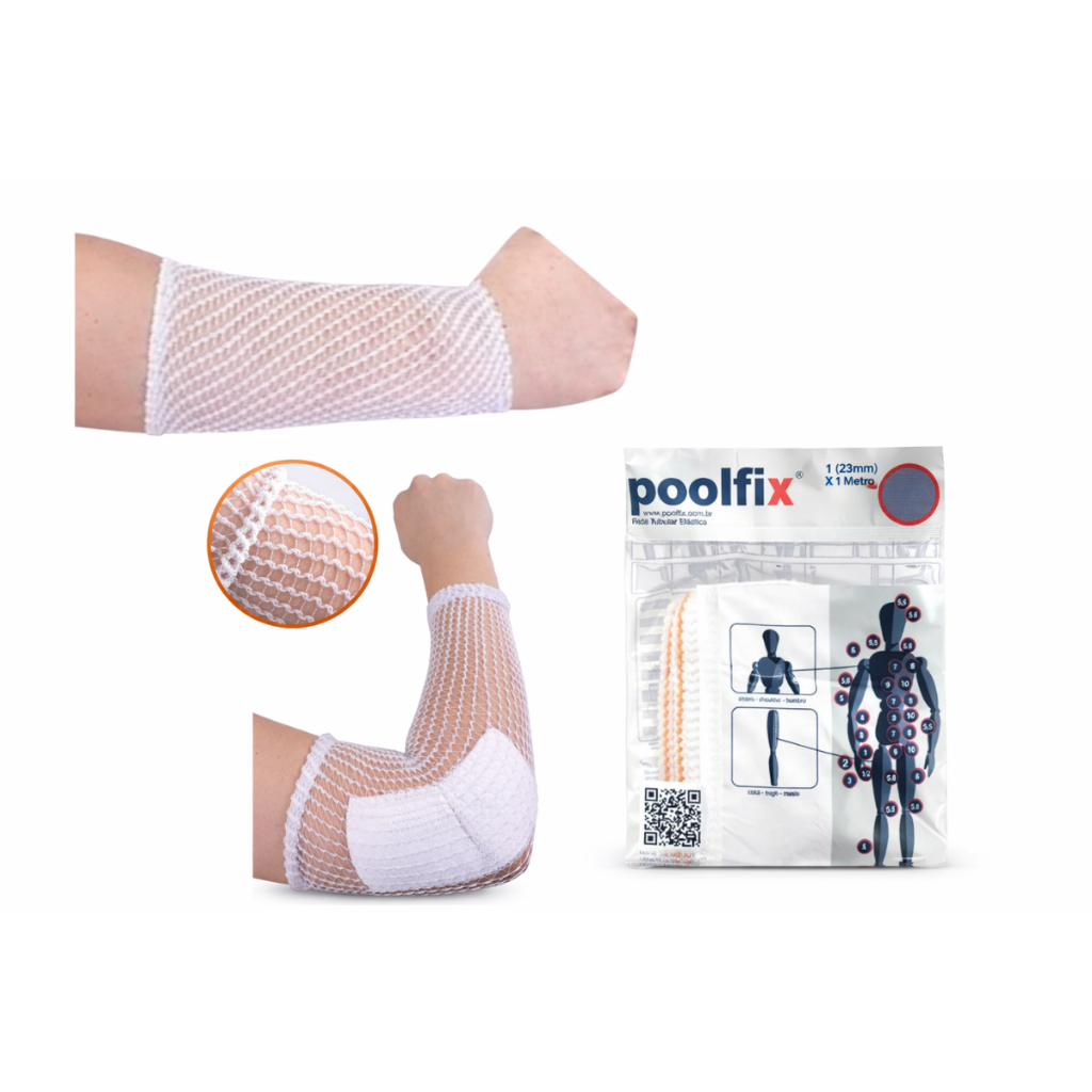 Rede Tubular Elástica Poolfix 4 23mm x 1m Curativo Compressão Fixação Confortável Profissional
