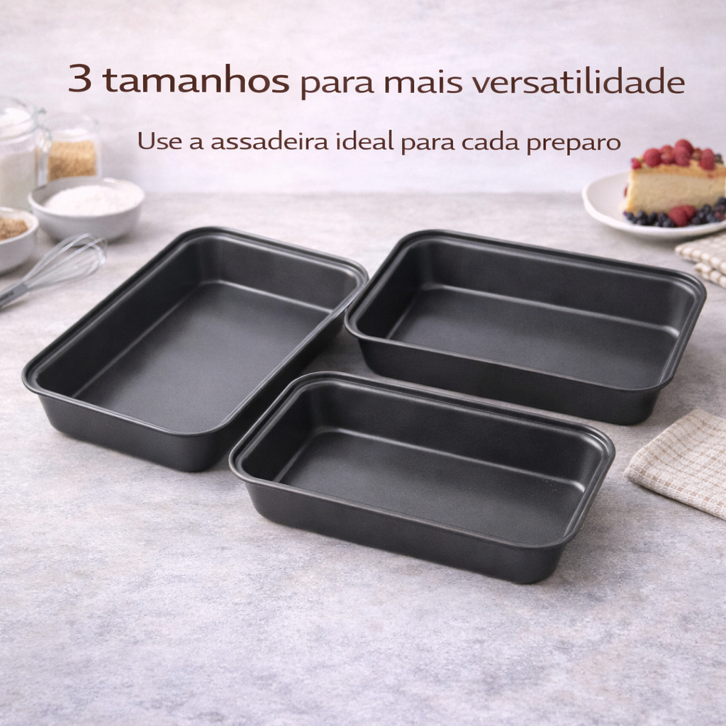 Assadeira Antiaderente Retangular para Torta Bolo Lasanha