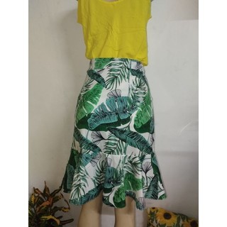 Saia gospel, saia floreada verde, veste 36.