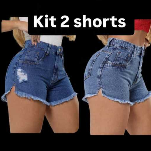 Kit 2 Shorts Jeans Feminino LEVANTA BUM BUM Cintura Alta Desfiado Blogueira Tendência Verão 2026 em Oferta na Shopee