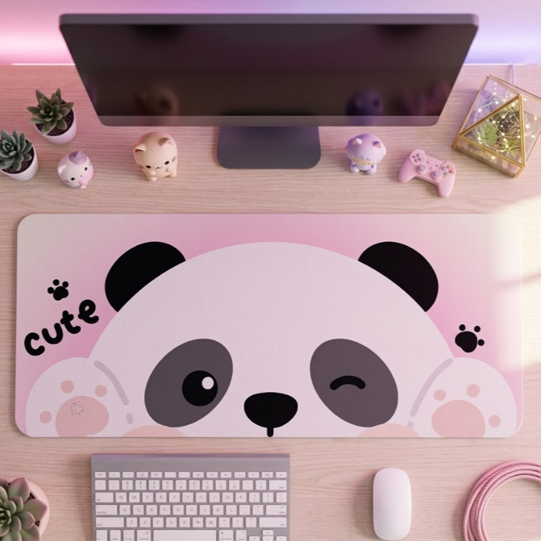 Mouse Pad Gamer Feminino Clean Moderno Grande Fofo Deskmat Gamer Antiderrapante Oferta Lançamento