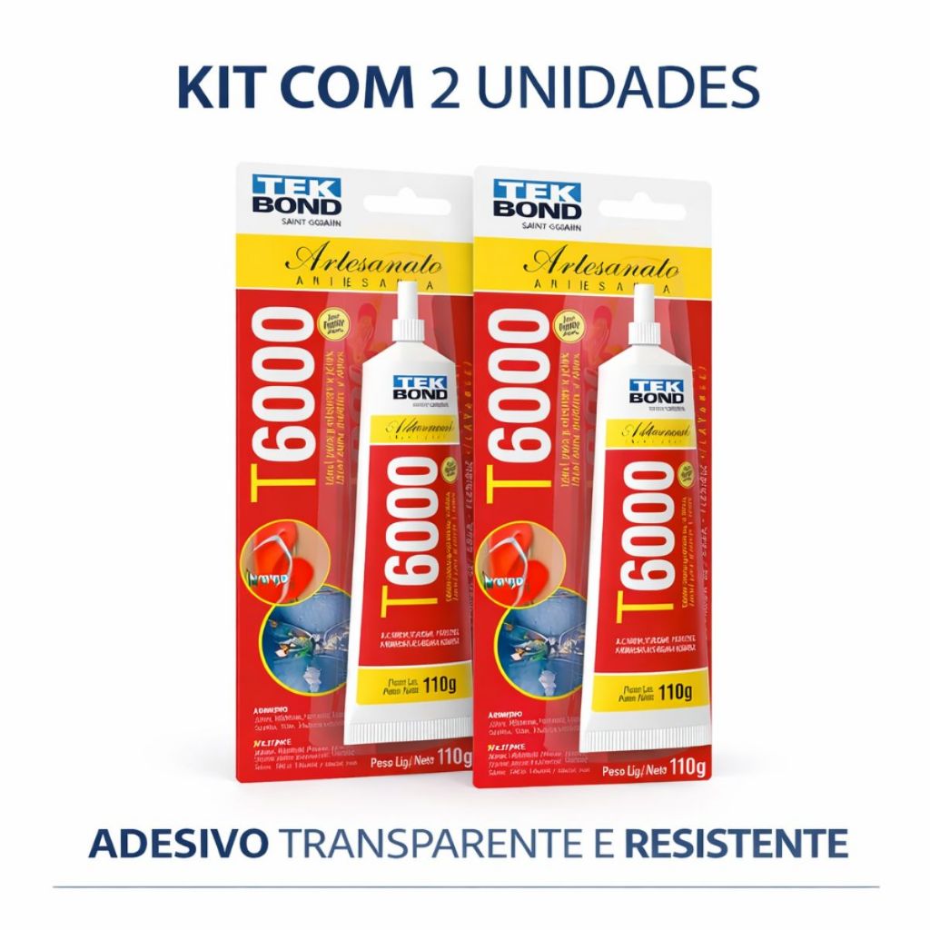Kit 2 Cola T6000 de 110g TekBond Alta Fixação Profissional
