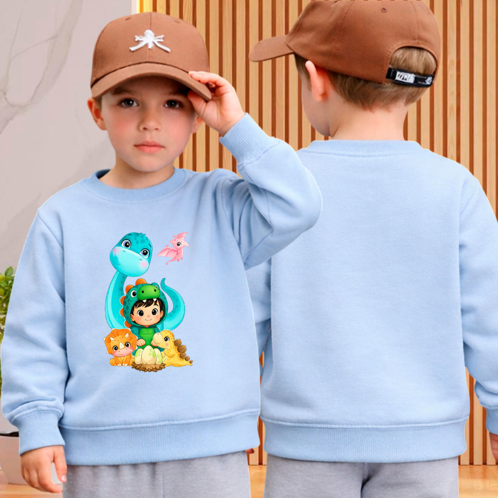 Moletom Infantil Menino Dinossauro Flanelado Inverno Estampado Fofo 2 AO 12