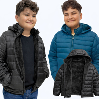 Jaqueta de frio peluciada infantil masculina feminina blusa casaco puffer corta vento Primeira linha em Oferta na Shopee