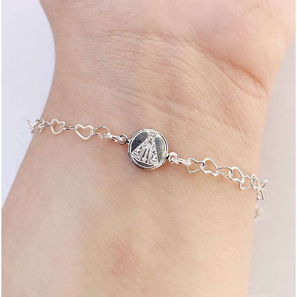 Pulseira Nossa Senhora da Aparecida Banhada em Prata 925