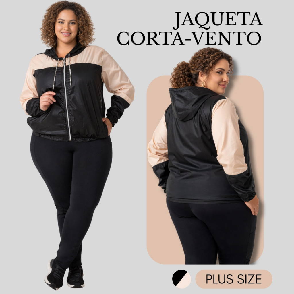 Jaqueta Casaco Corta Vento Feminina Com Capuz Plus Size 1184-C1
