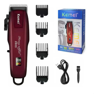 Máquina de Cortar Cabelo Recarregável Profissional Kemei Km-PG2600 Bordô2026 em Oferta na Shopee
