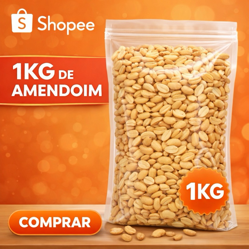 1KG de Amendoim Torrado Natural Sem Pele Crocante em Oferta na Shopee