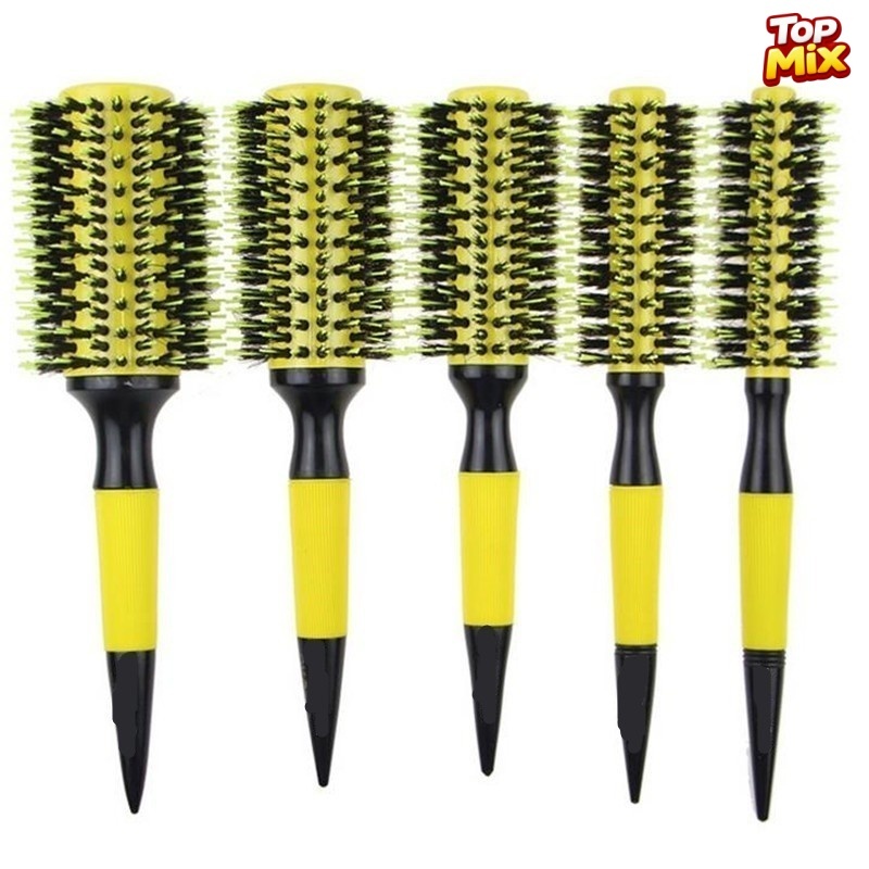 Kit 5 pc Escova De Cabelo Térmica Cerdas De Javali Mista Madeira
