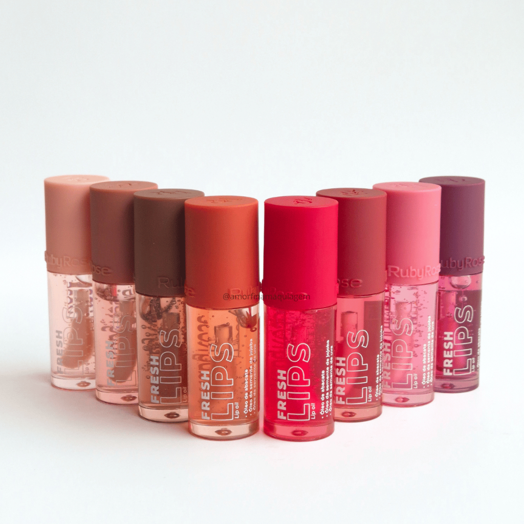 Lip Oil Fresh Lips Ruby Rose Hidratante Brilho Natural Óleo Labial Nutritivo