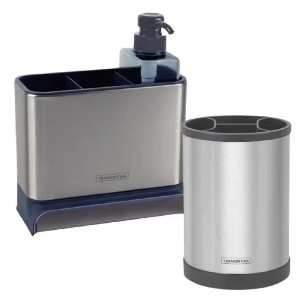 KIt cozinha Tramontina Dispenser Detergente Porta talheres Combo Organização Praticidade na Cozinha em Oferta na Shopee