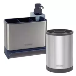 KIt cozinha Tramontina Dispenser Detergente Porta talheres Combo Organização Praticidade na Cozinha