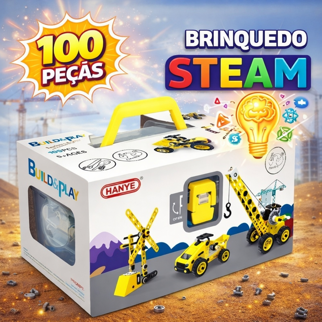 Brinquedo 100 Peças Montar e Desmontar 8em 1 STEM Construir Brincar Premium