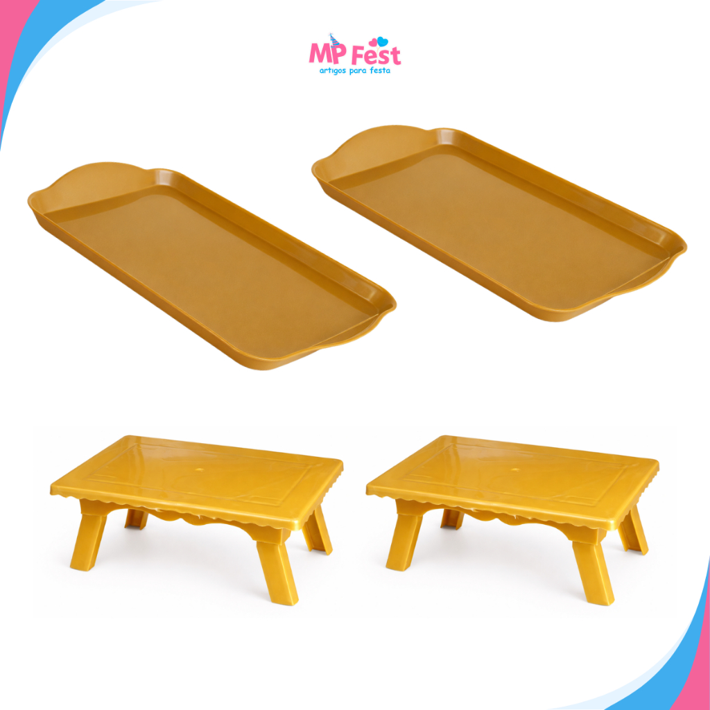 Kit 2 Mesinhas Decorativas + 2 Bandejas - Decoração de Mesa Festa Aniversário Casamento em Oferta na Shopee