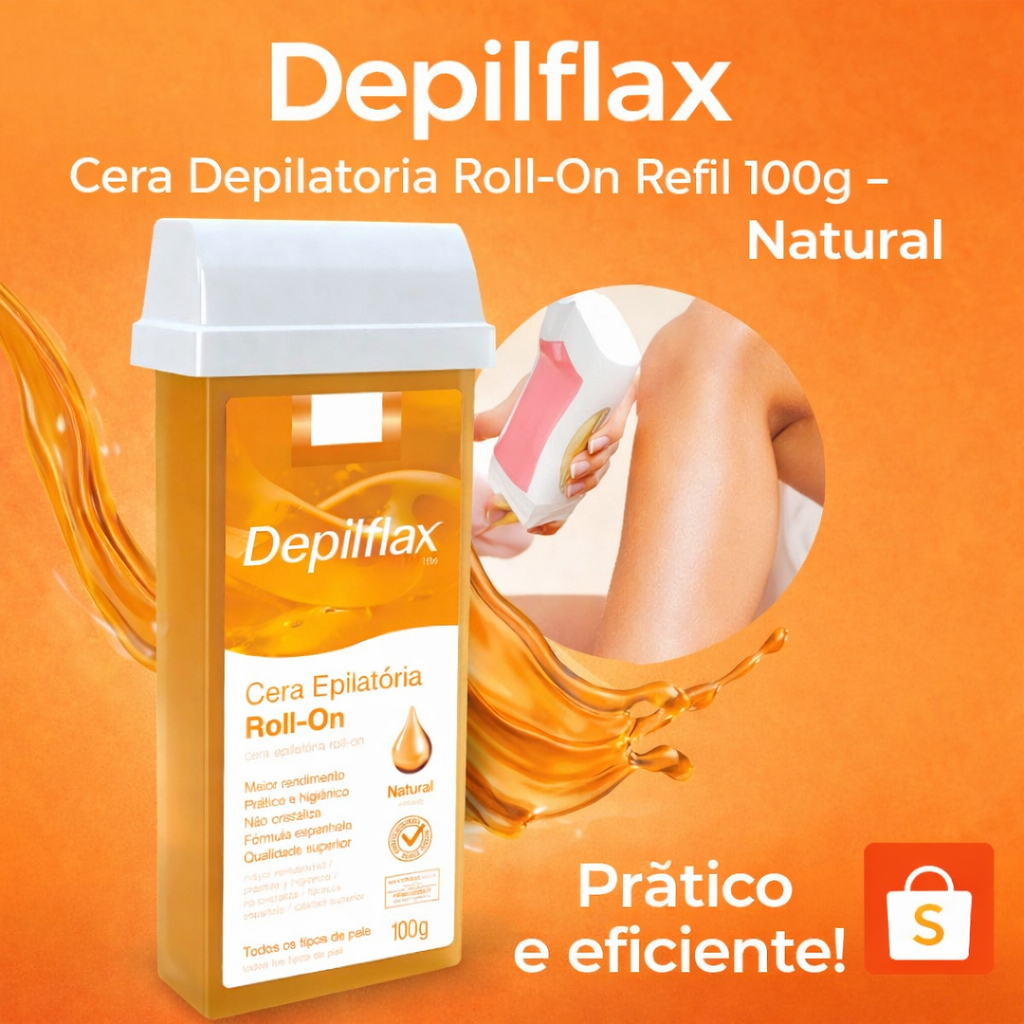 Cera Depilatoria Roll On Depilflax 100g Natural Refil