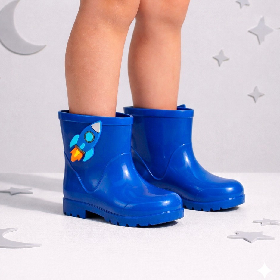 Galocha Bota Infantil Menino Foguete Leão Dragão Masculina Criança Leves Confortável Impermeáveis