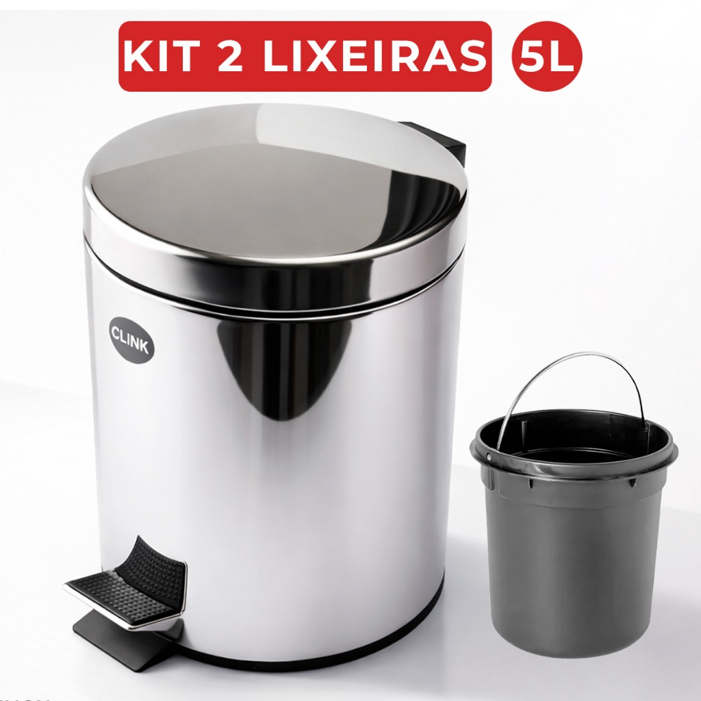 Lixeira Inox com Pedal 5L 7L Cesto de Lixo Removível Banheiro Cozinha Não Enferruja