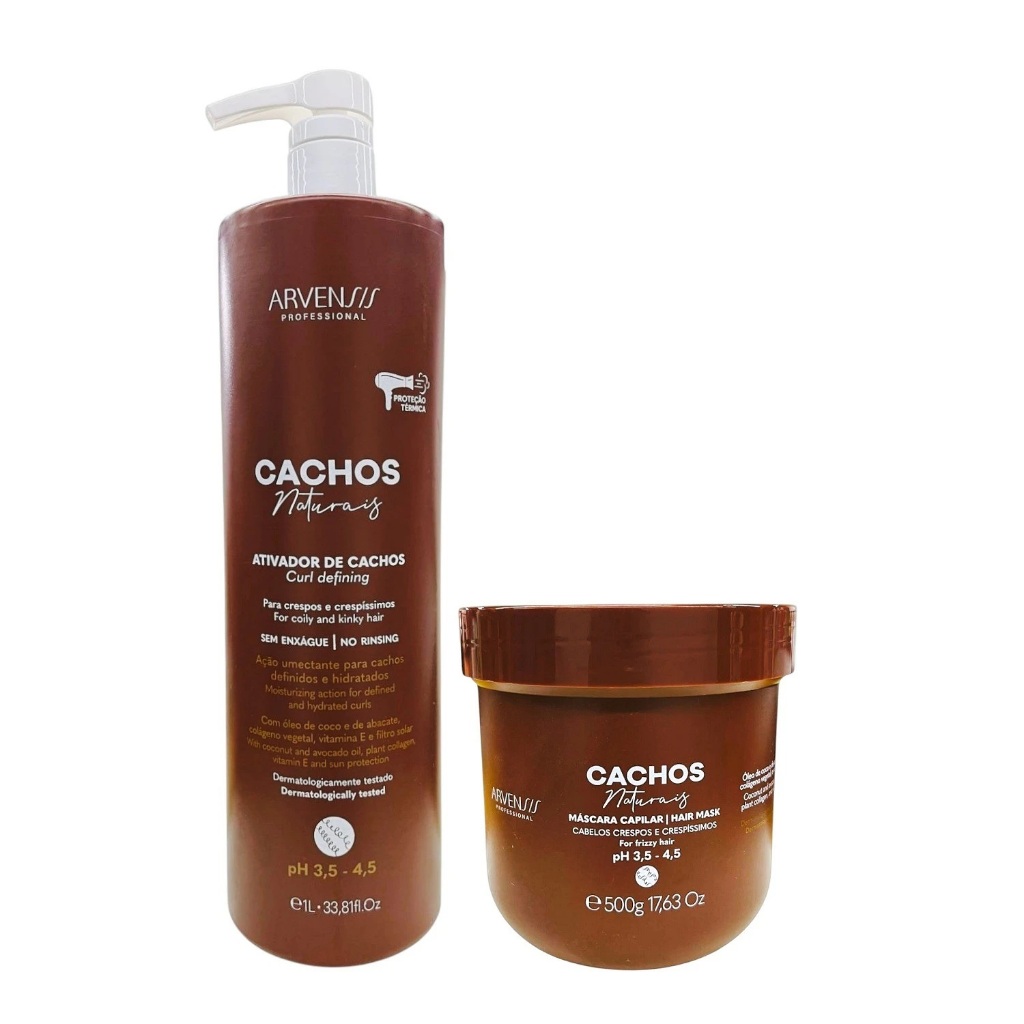 Kit Arvensis Professional Cachos Naturais - Ativador De Cachos Crespos 1L + Máscara Crespos 500g