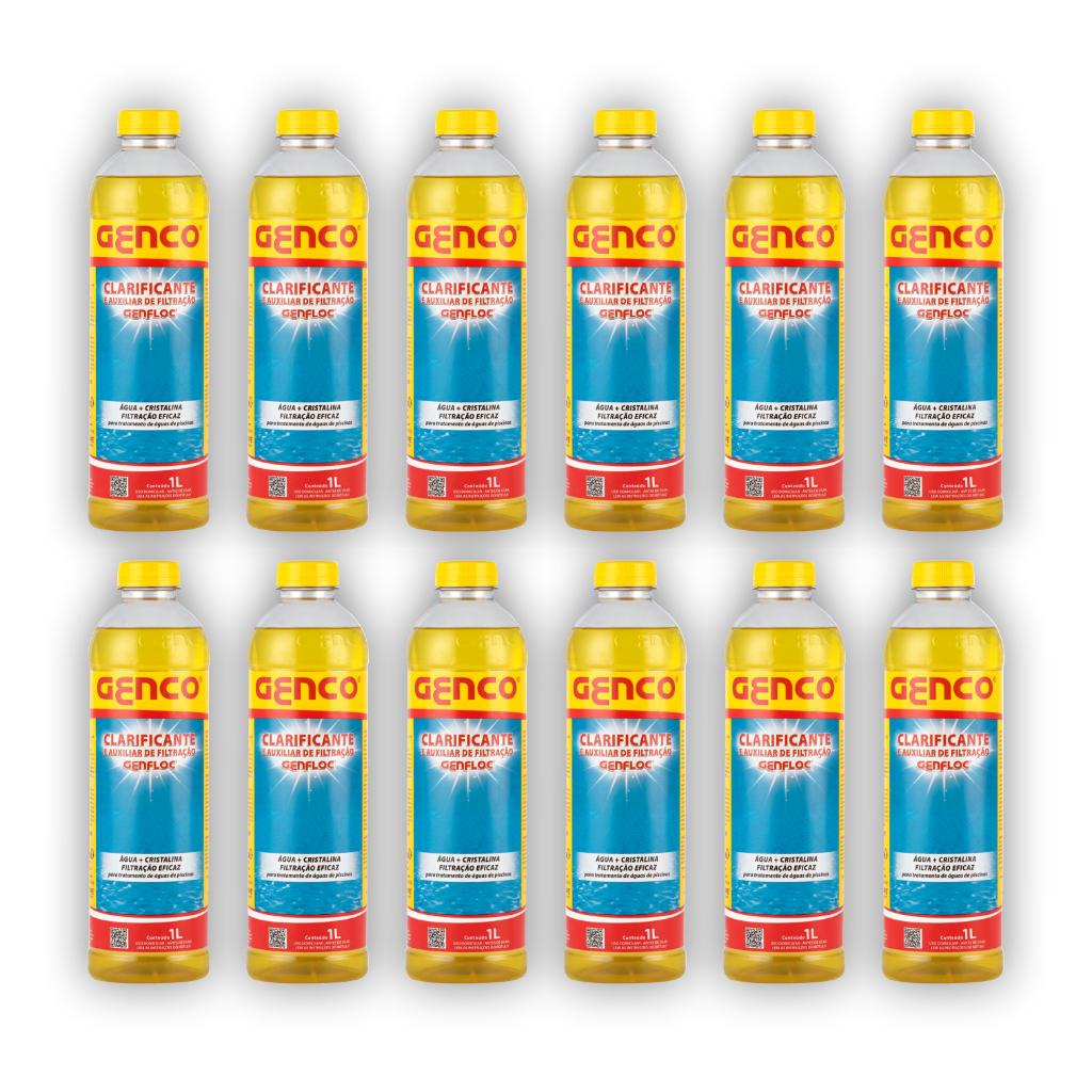 Kit 12 Clarificante Genfloc Genco 1L Auxiliar Filtração Piscina 12L em Oferta na Shopee