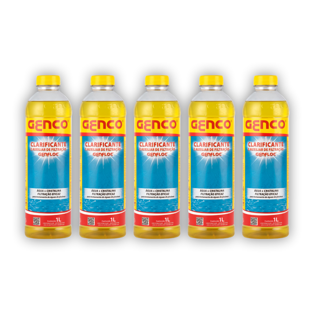 Kit 5 Clarificante Genfloc Genco 1L Auxiliar Filtração Piscina 5L em Oferta na Shopee